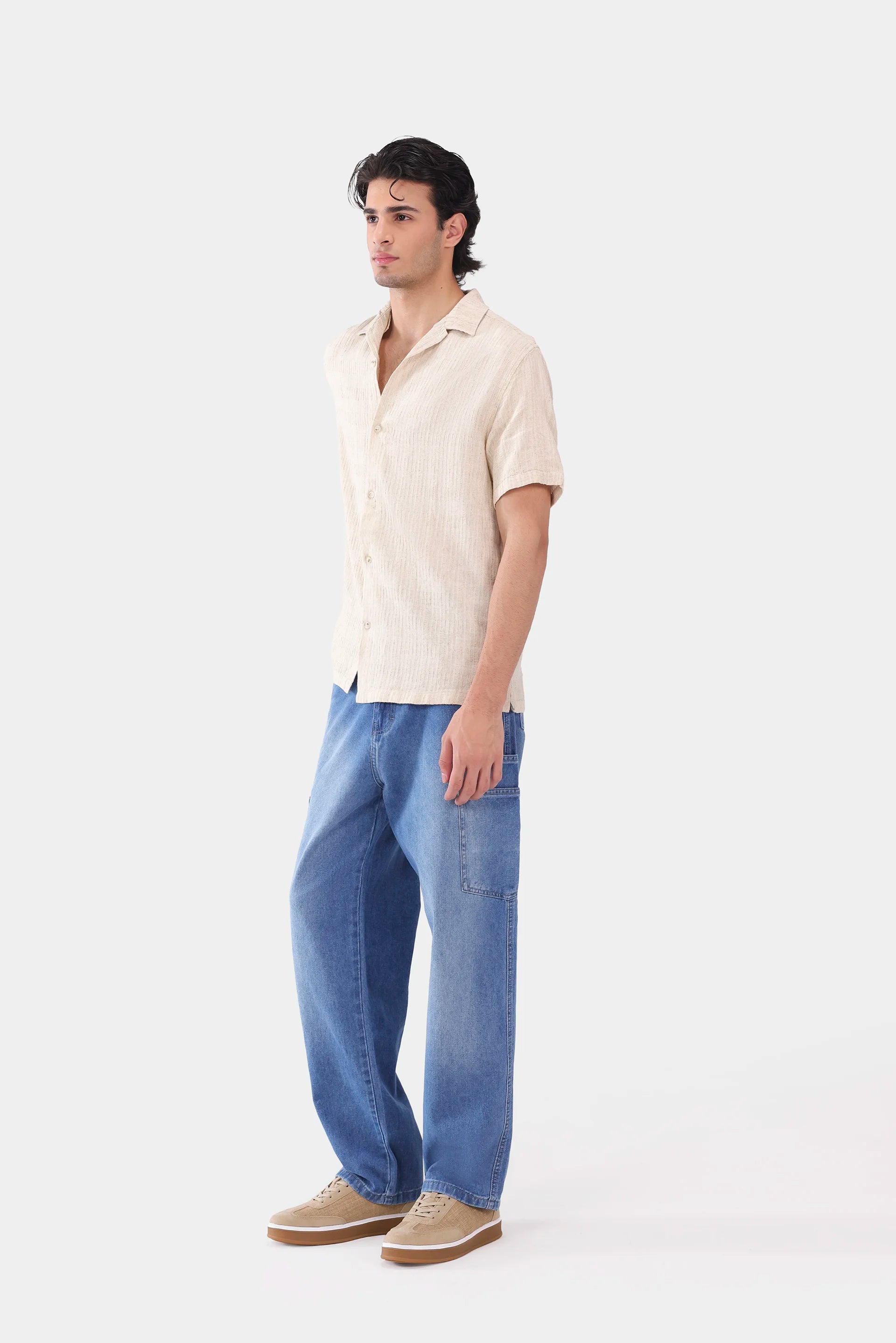 Textured Linen-Blend Shirt - Cougar Clothing