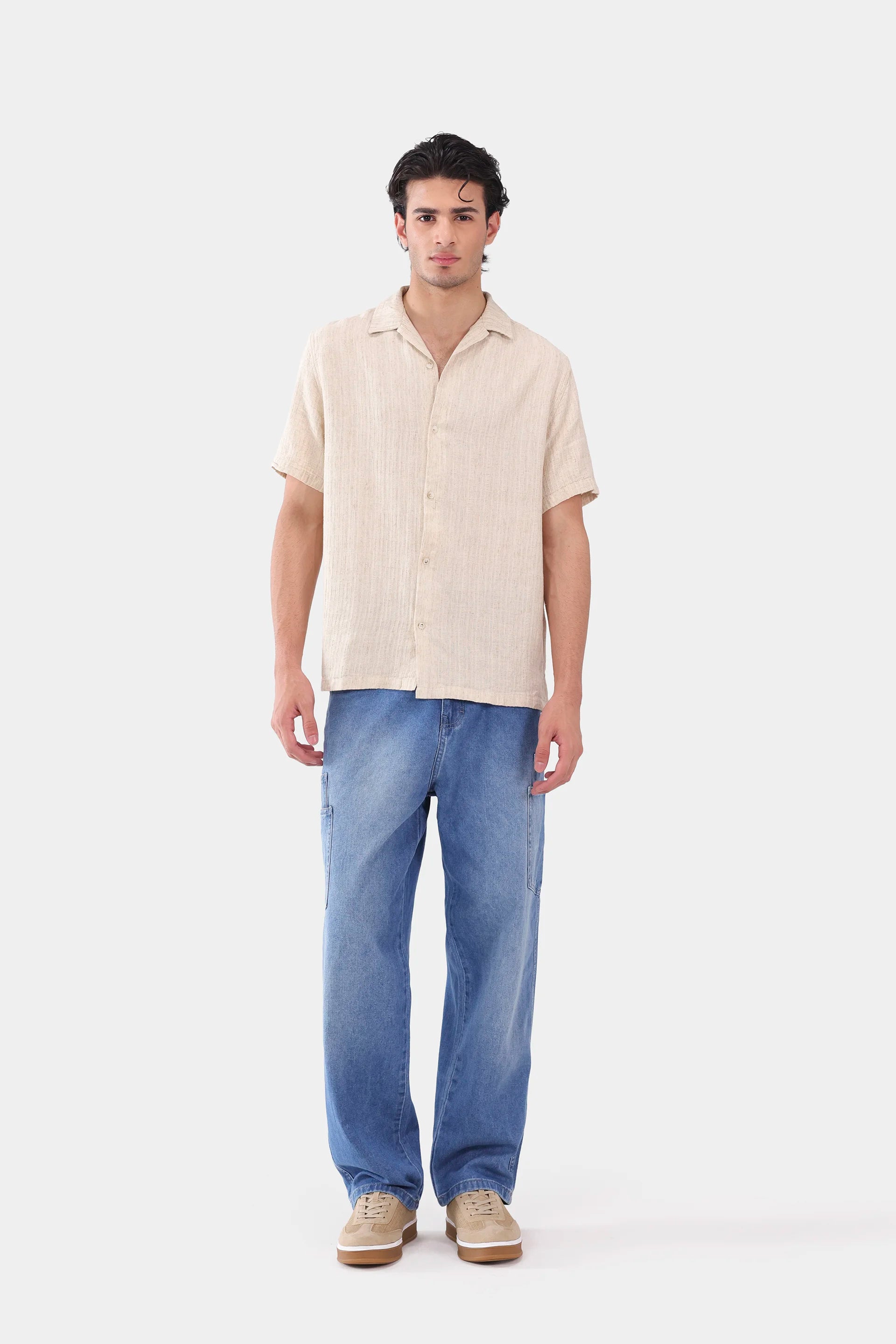 Textured Linen-Blend Shirt - Cougar Clothing