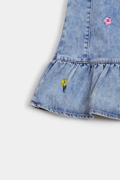 Embroidered Denim Dress - Cougar Clothing