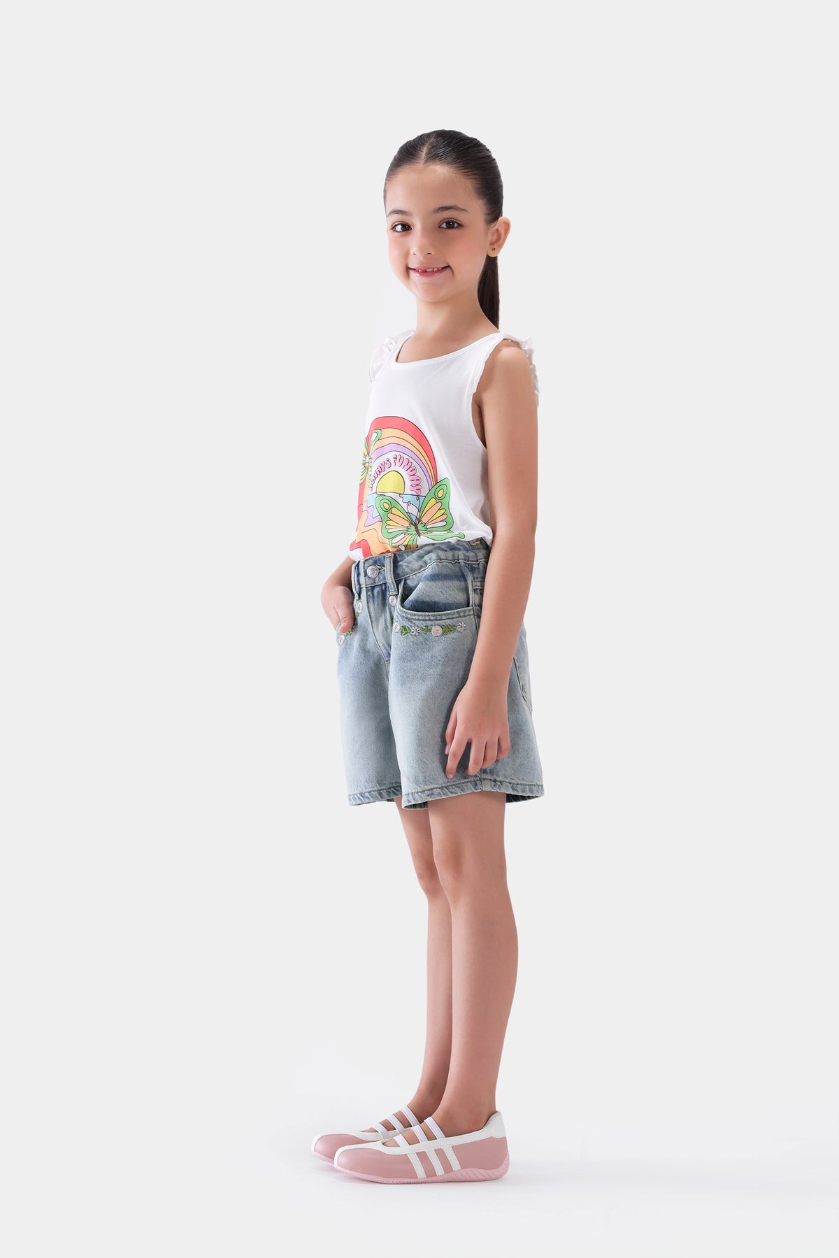 Embroidered Denim Shorts - Cougar Clothing