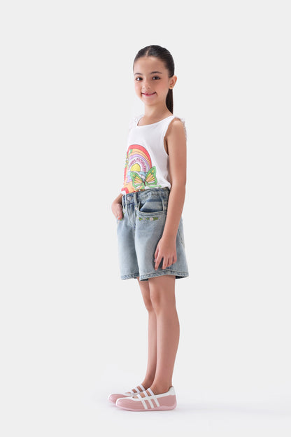 Embroidered Denim Shorts - Cougar Clothing