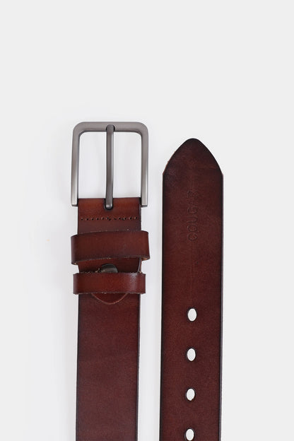 Leather Belt With Rectangular Buckle - Cougar Clothing