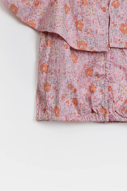Printed Ruffled Top - Cougar Clothing