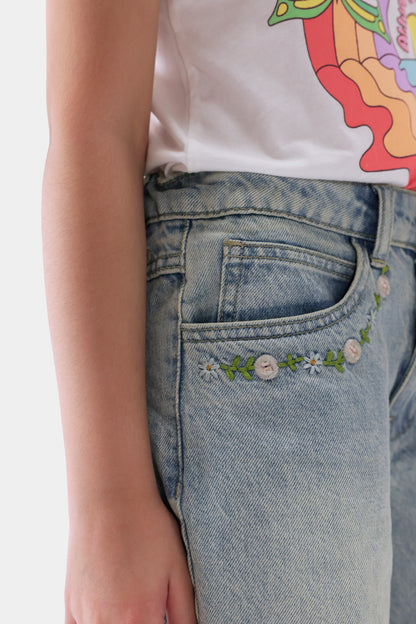 Embroidered Denim Shorts - Cougar Clothing