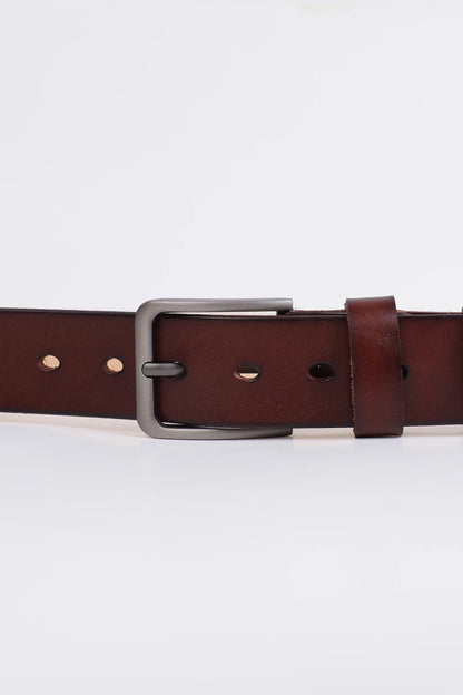 Leather Belt With Rectangular Buckle - Cougar Clothing