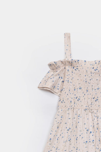 Smocked Printed Dress - Cougar Clothing