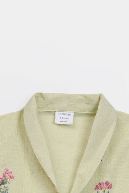 Embroidered Top With Shawl Collar - Cougar Clothing