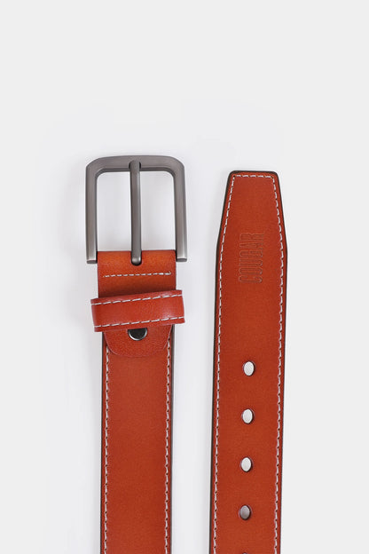 Leather Belt With Top Stitches - Cougar Clothing
