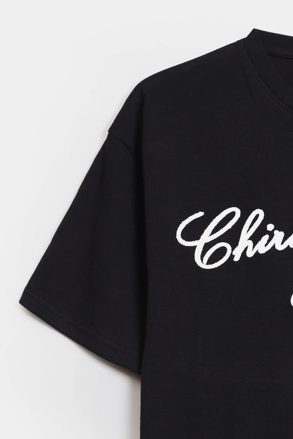 Oversized Text Print T-Shirt - Cougar Clothing