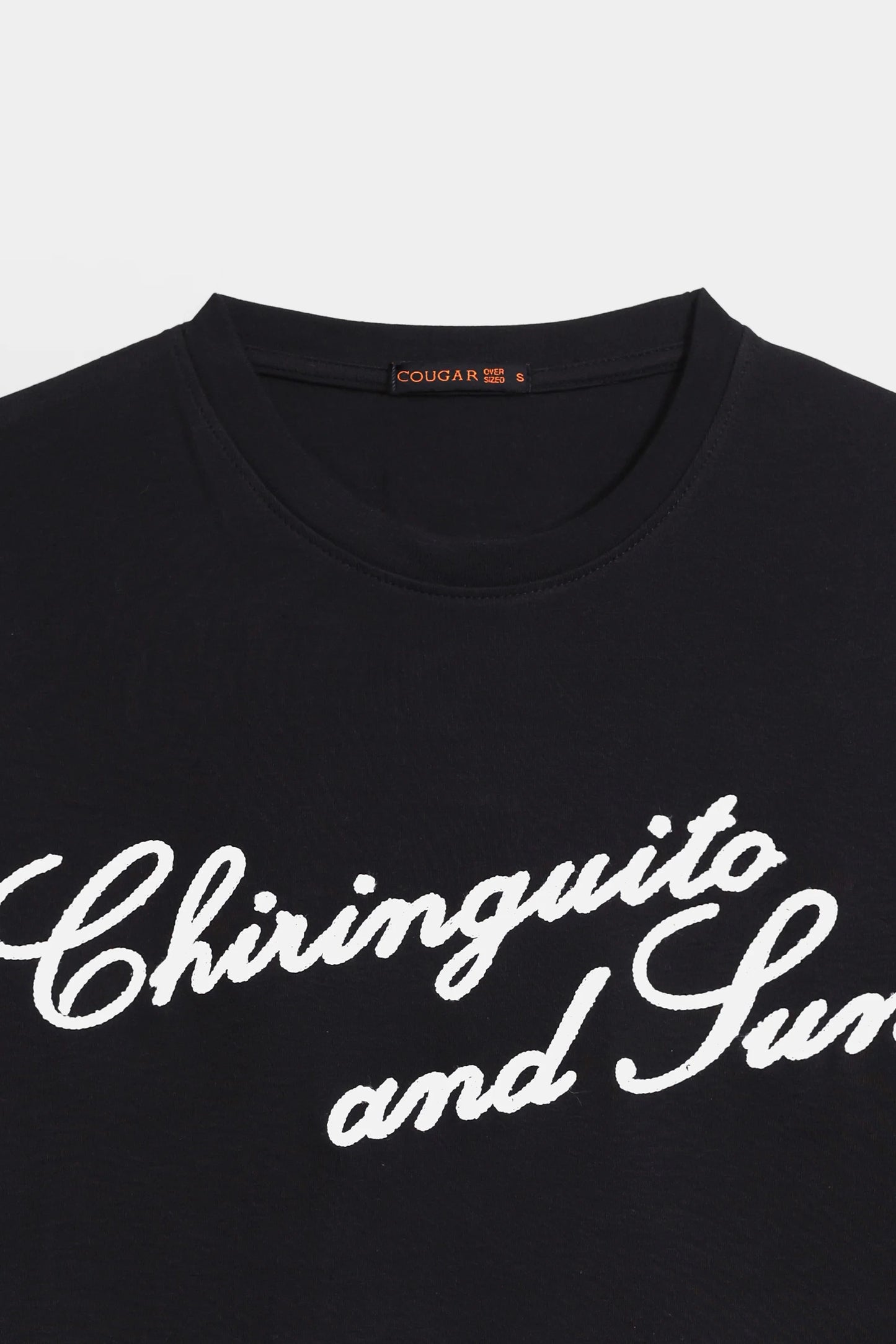 Oversized Text Print T-Shirt - Cougar Clothing