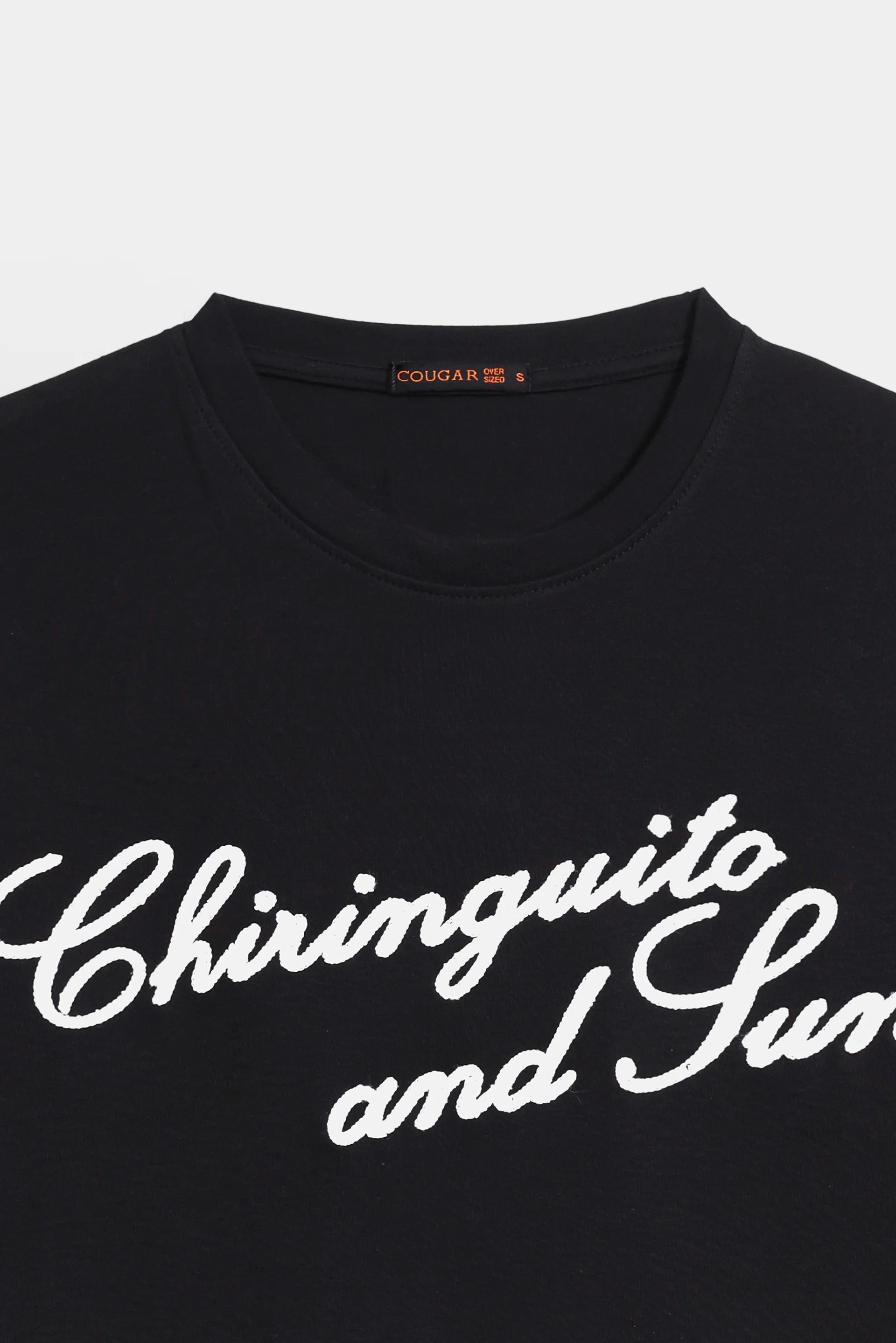Oversized Text Print T-Shirt - Cougar Clothing