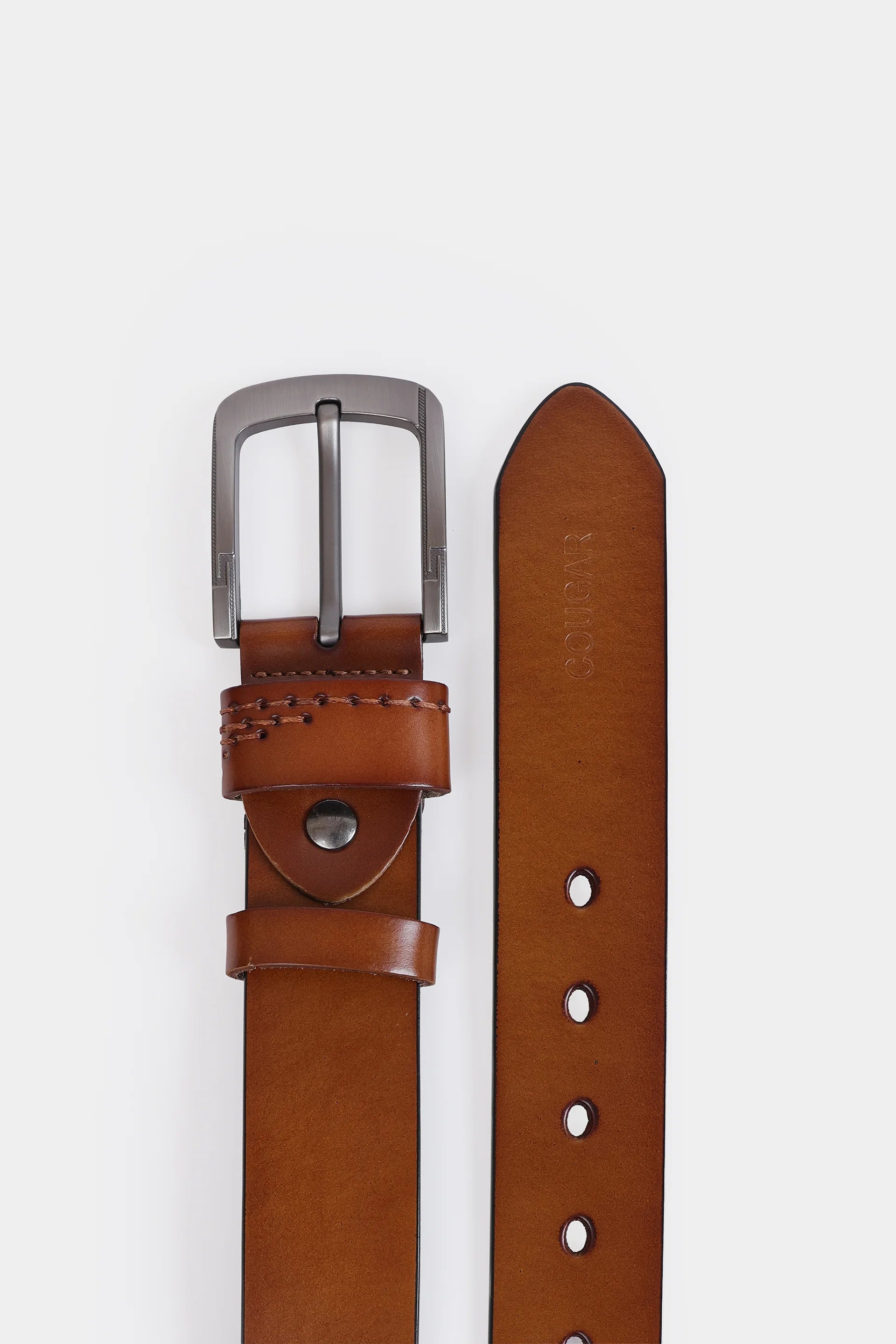 Leather Belt With Contrast Edges - Cougar Clothing