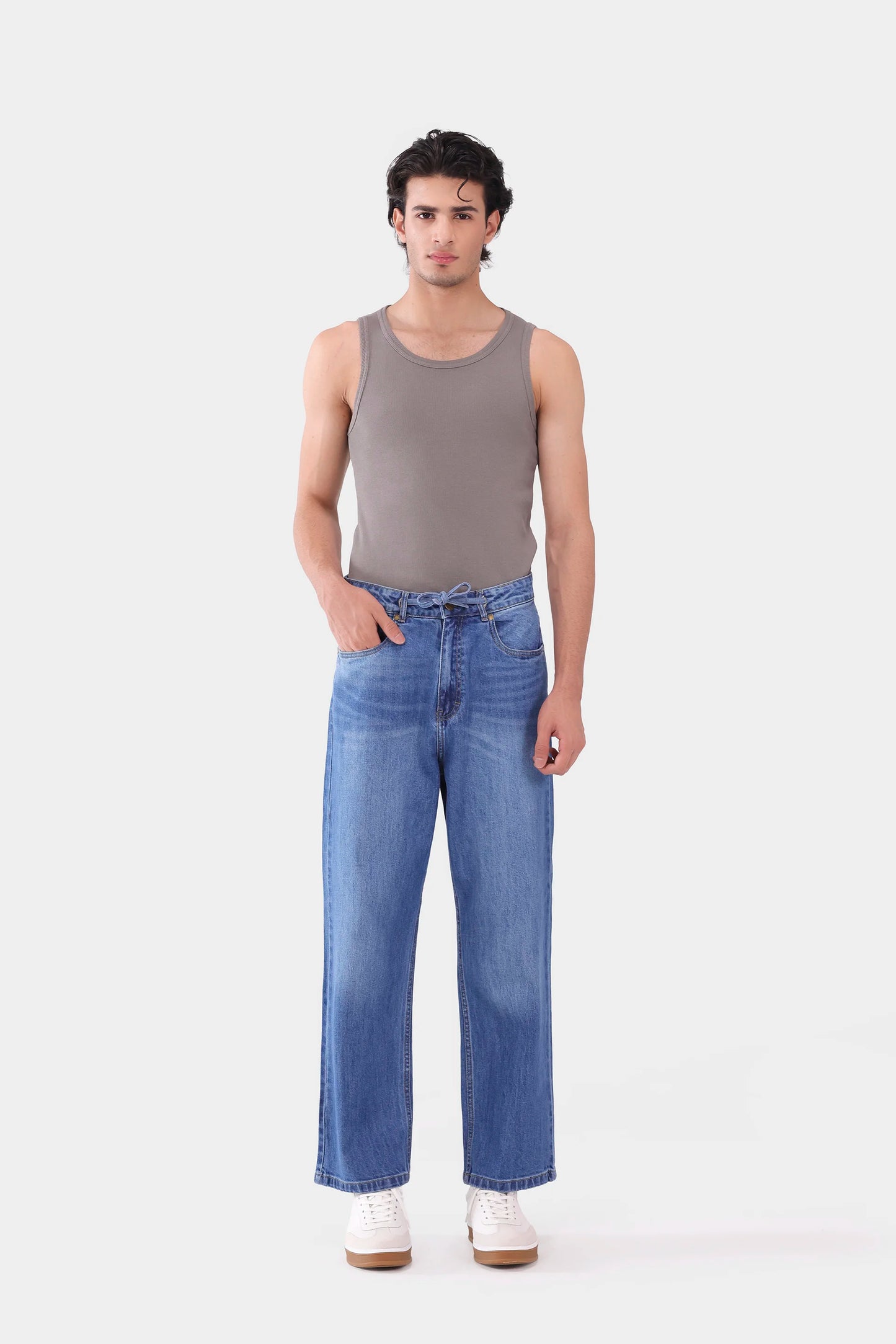Relaxed Fit Jeans With Drawstring - Cougar Clothing