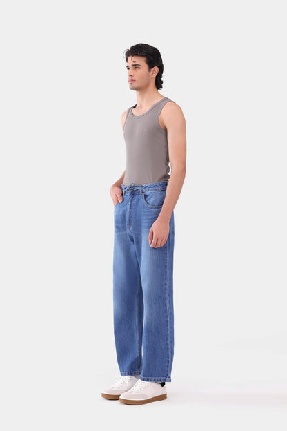 Relaxed Fit Jeans With Drawstring - Cougar Clothing