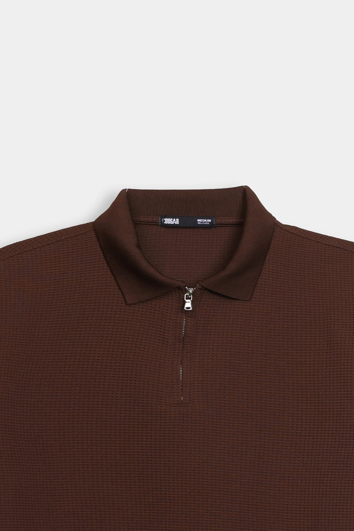 Waffle Knit Zipper Polo - Cougar Clothing