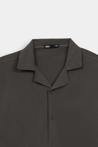 Popcorn Knit Boxy Shirt - Cougar Clothing