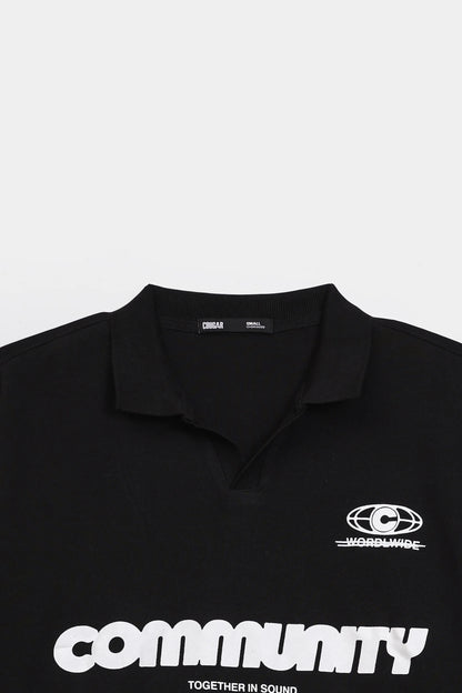 Text Print Johnny Collar Polo - Cougar Clothing