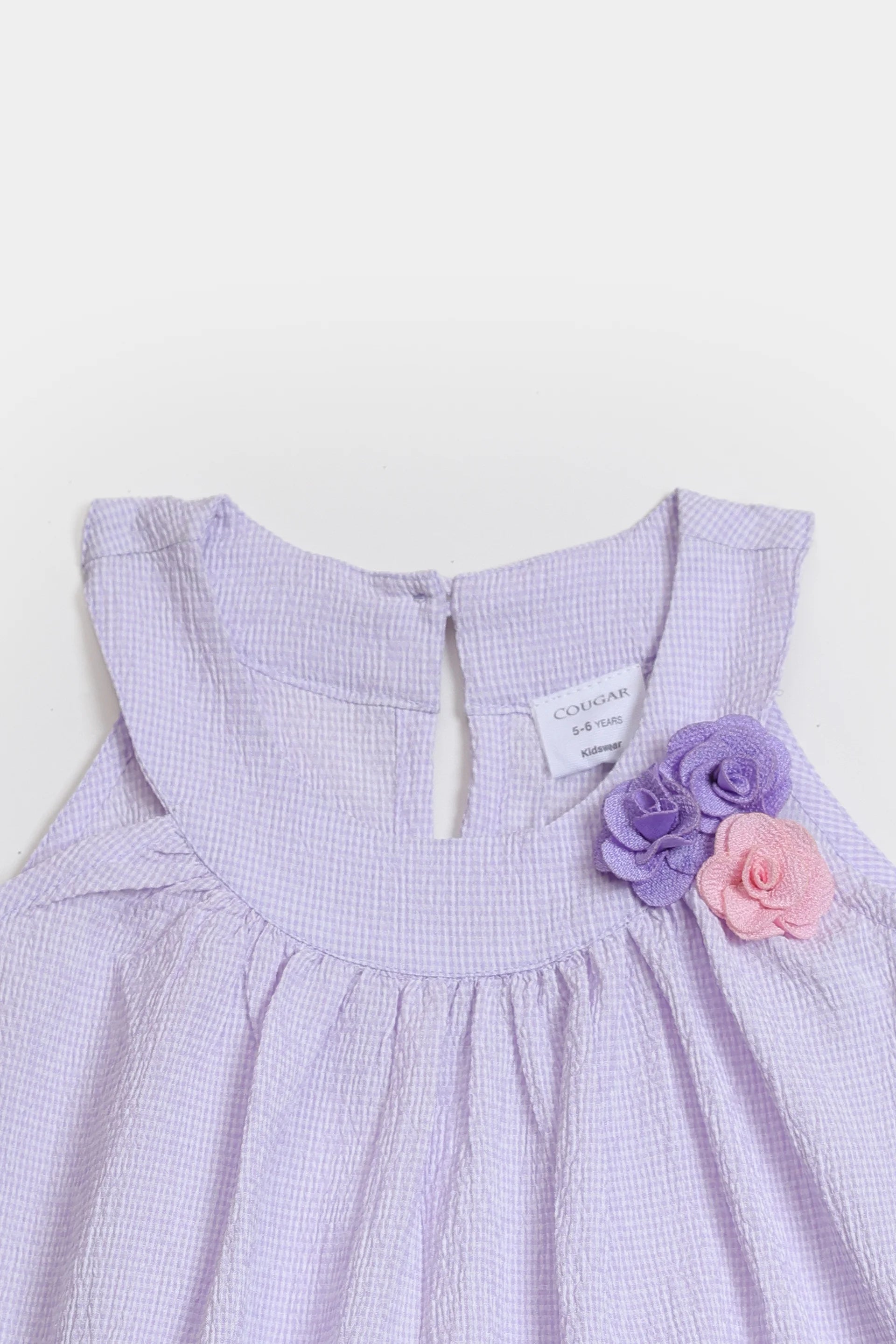 Textured Dress With Flowers - Cougar Clothing
