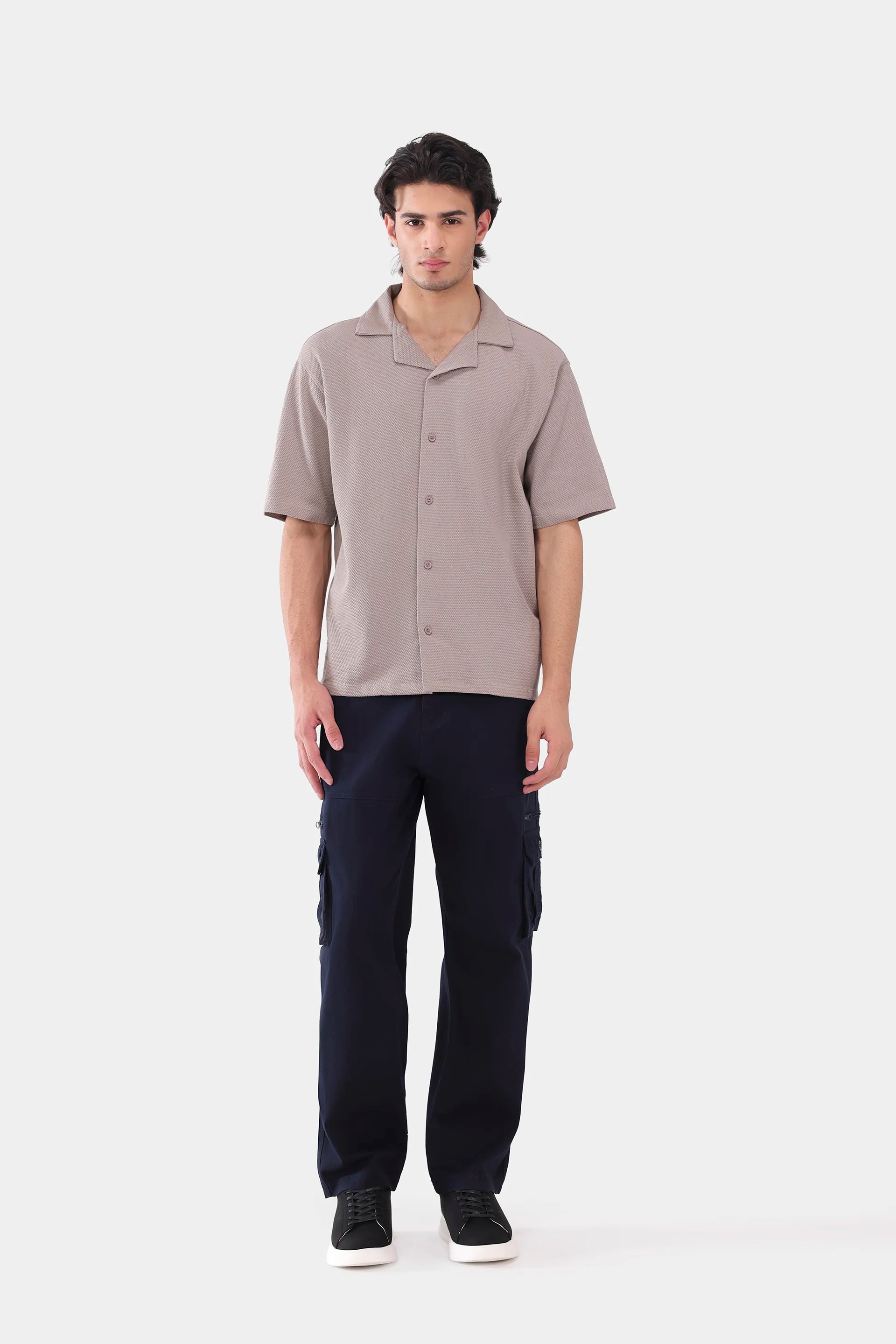 Popcorn Knit Boxy Shirt - Cougar Clothing