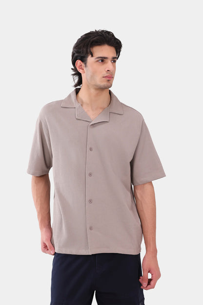 Popcorn Knit Boxy Shirt - Cougar Clothing