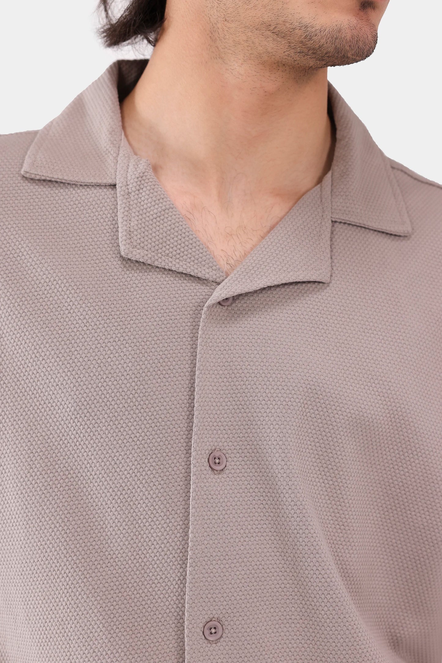 Popcorn Knit Boxy Shirt - Cougar Clothing