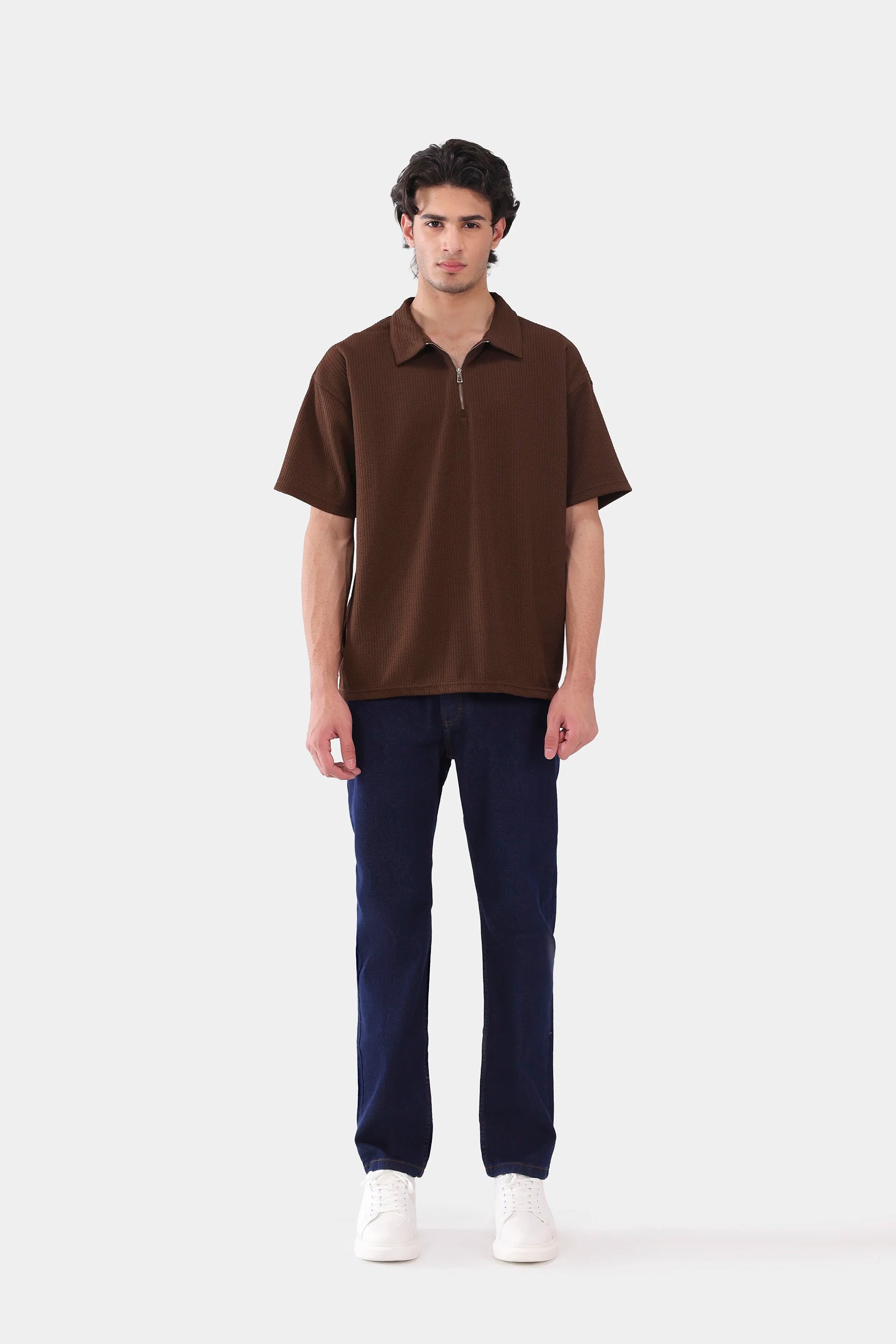 Oversized Seersucker Polo - Cougar Clothing