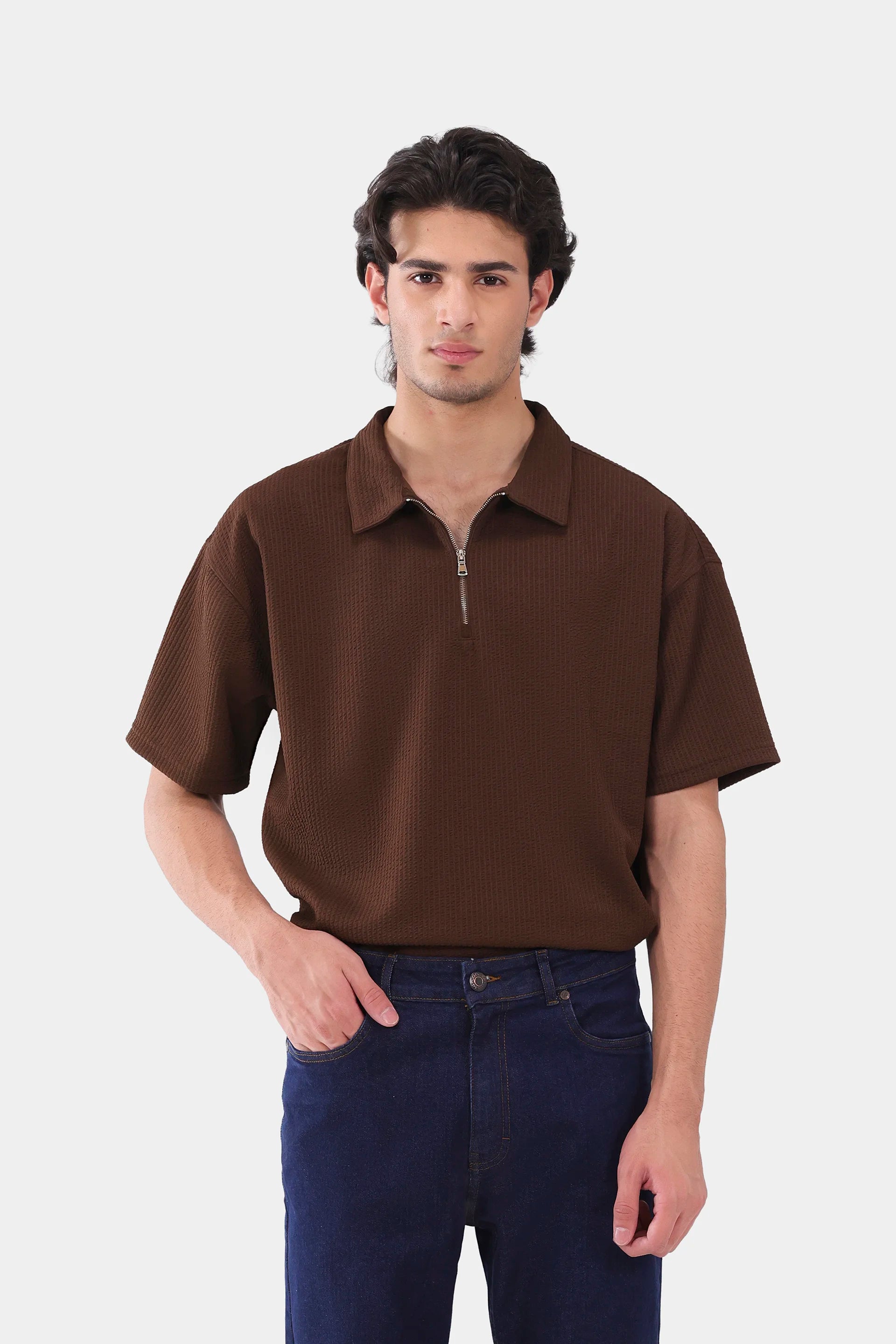 Oversized Seersucker Polo - Cougar Clothing