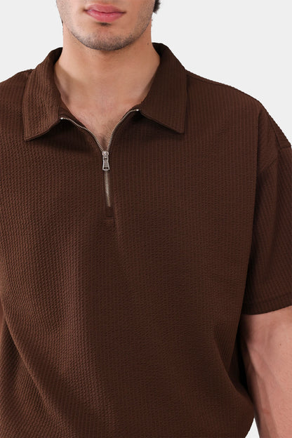Oversized Seersucker Polo - Cougar Clothing