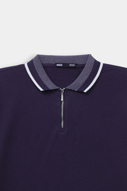 Quarter Zip Textured Polo - Cougar Clothing