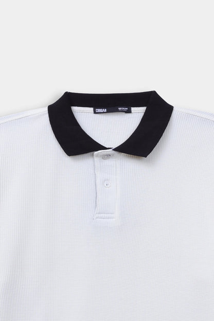 Contrast Textured Polo - Cougar Clothing