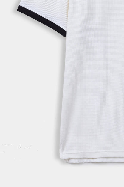 Contrast Textured Polo - Cougar Clothing