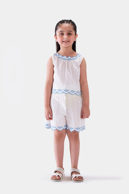 Embroidered Scalloped Shorts - Cougar Clothing