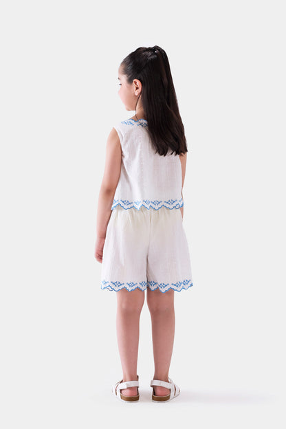 Embroidered Scalloped Shorts - Cougar Clothing