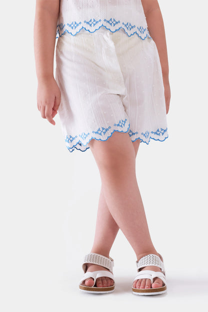 Embroidered Scalloped Shorts - Cougar Clothing