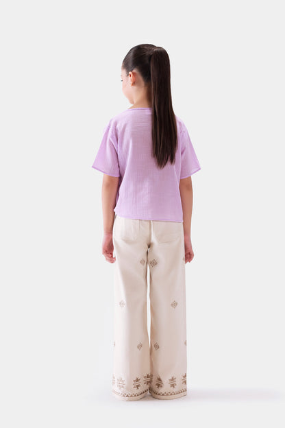 Front Tie Top With Crochet Pocket - Cougar Clothing