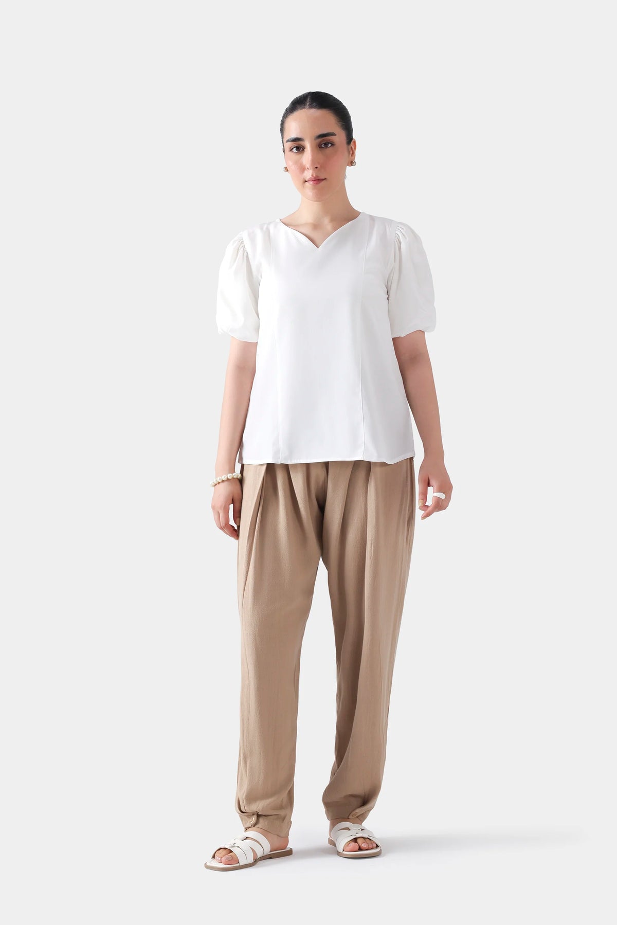 Embroidered Pull Sleeve Top - Cougar Clothing