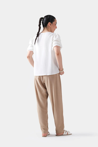 Embroidered Pull Sleeve Top - Cougar Clothing