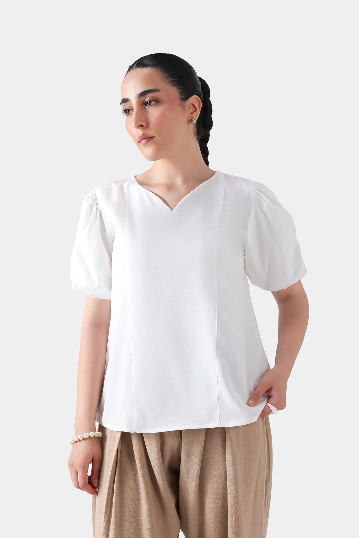 Embroidered Pull Sleeve Top - Cougar Clothing