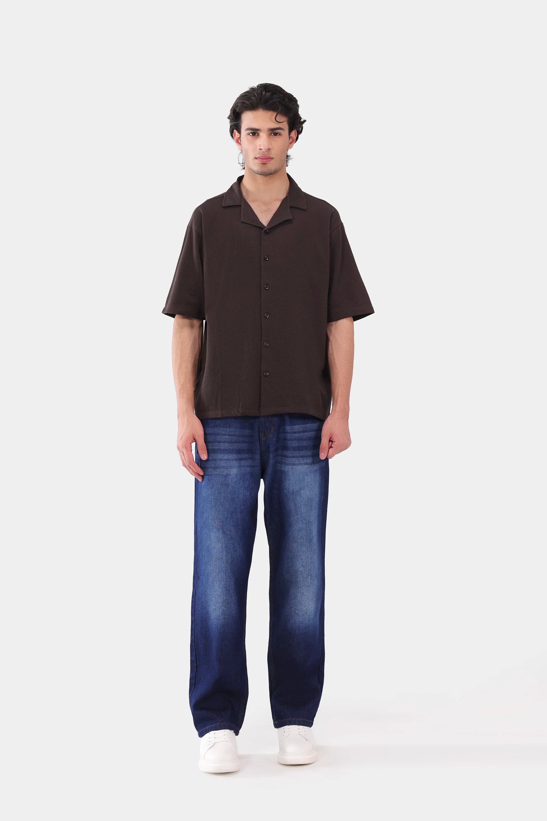 Popcorn Knit Boxy Shirt - Cougar Clothing