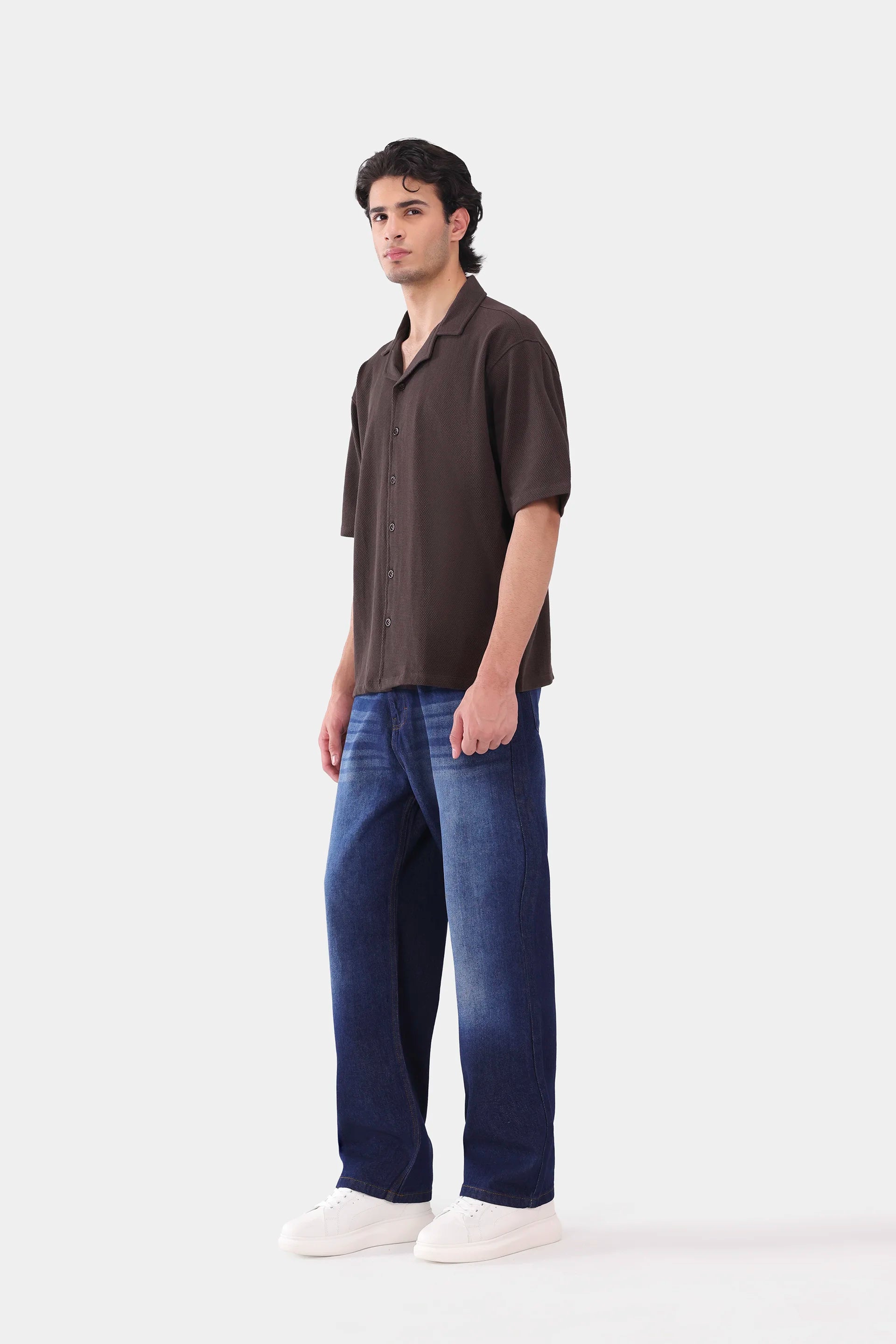 Popcorn Knit Boxy Shirt - Cougar Clothing