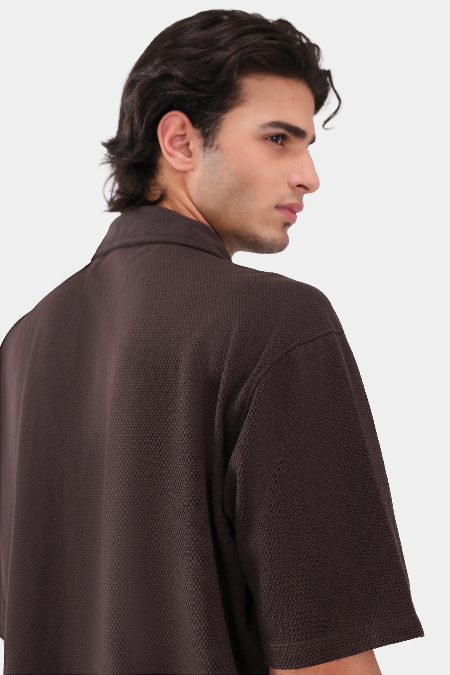 Popcorn Knit Boxy Shirt - Cougar Clothing