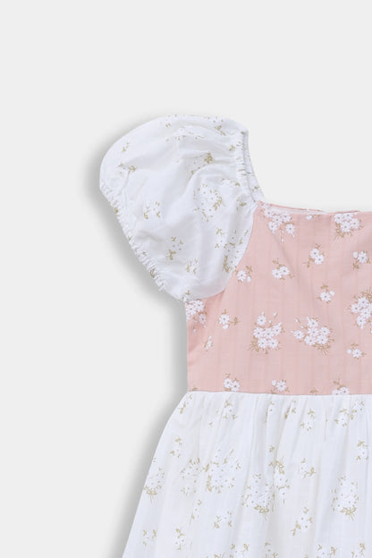 Floral Printed Dress With Front Frill - Cougar Clothing
