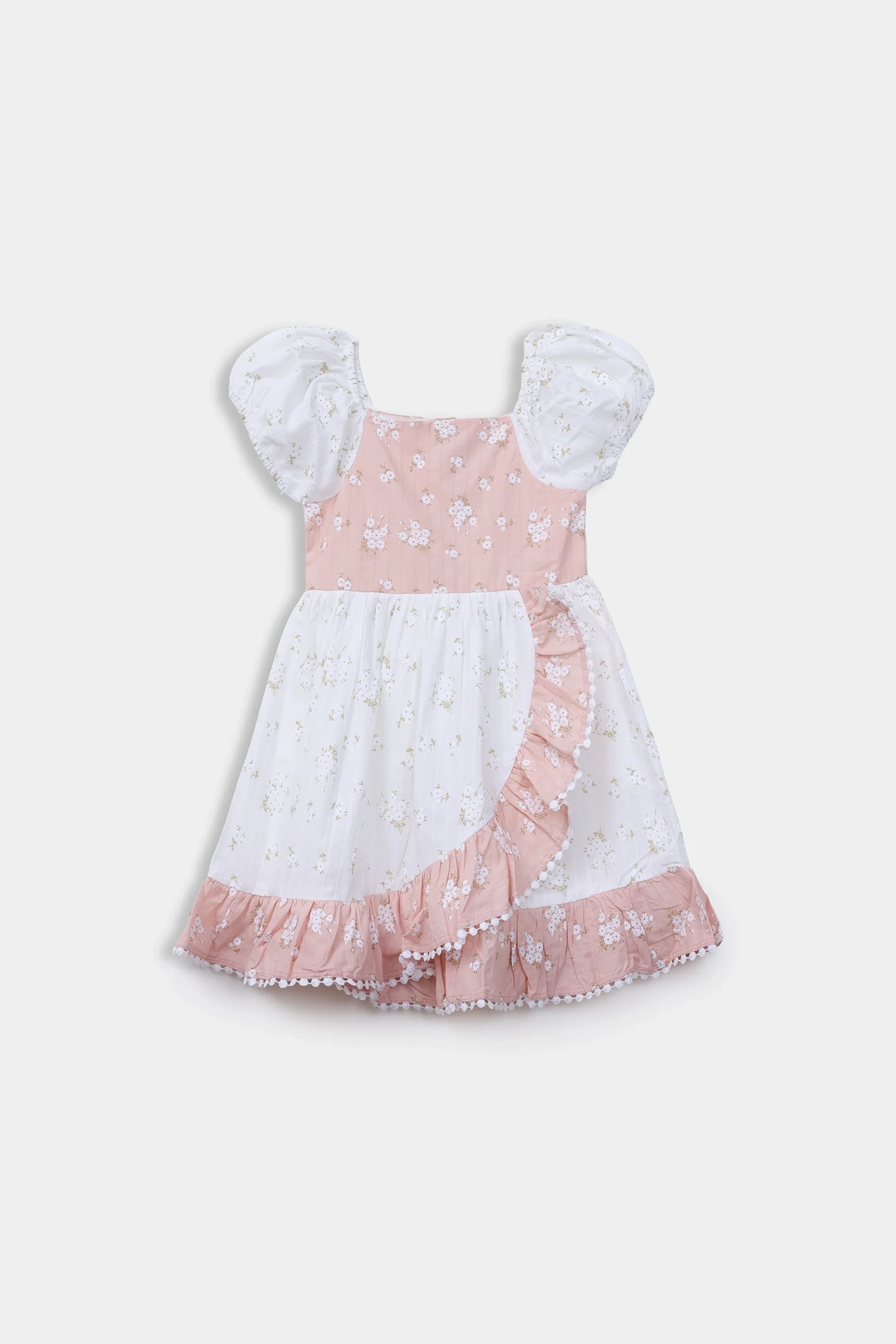 Floral Printed Dress With Front Frill - Cougar Clothing