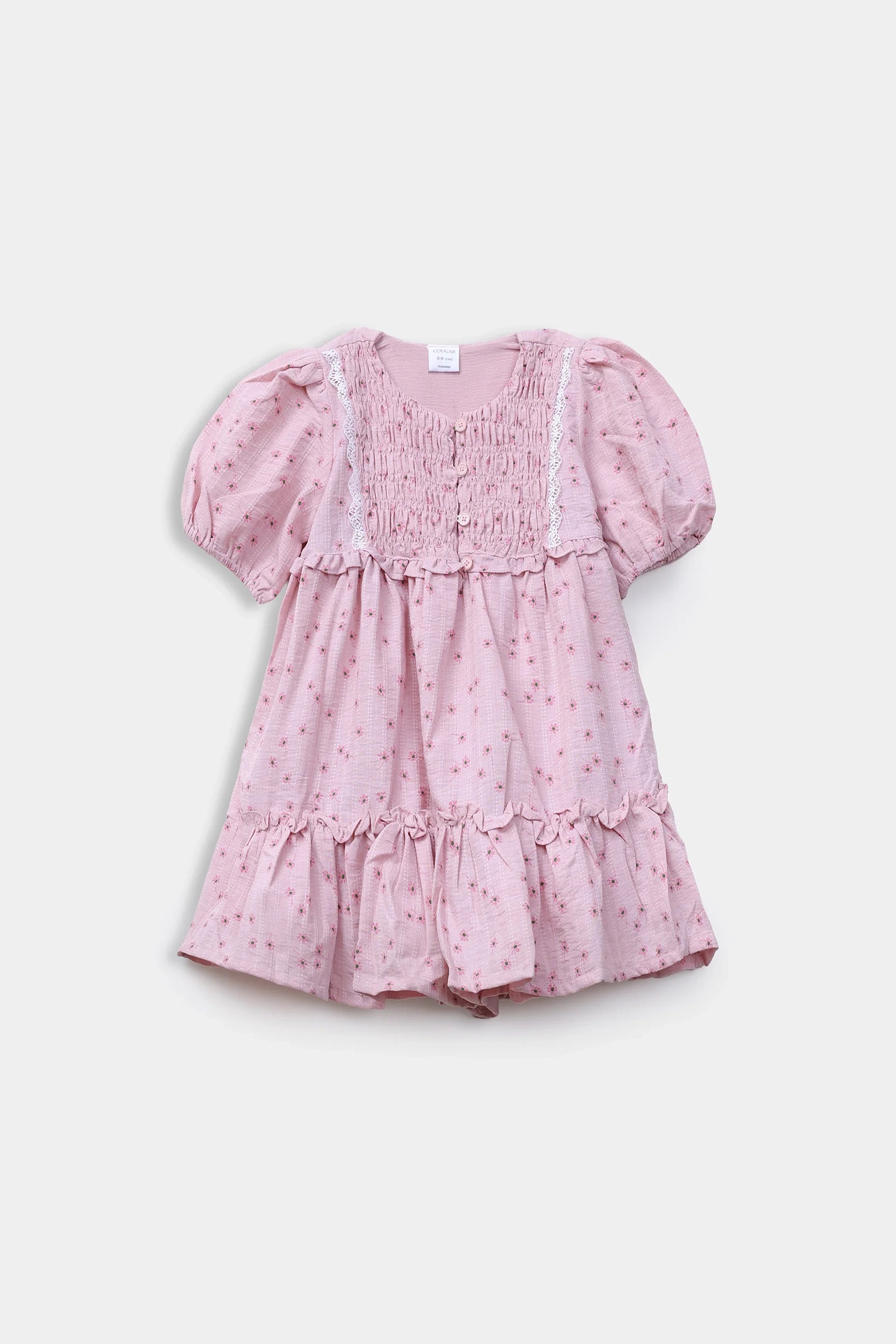 Floral Printed Smocked Dress - Cougar Clothing