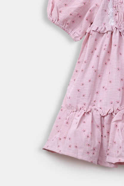 Floral Printed Smocked Dress - Cougar Clothing