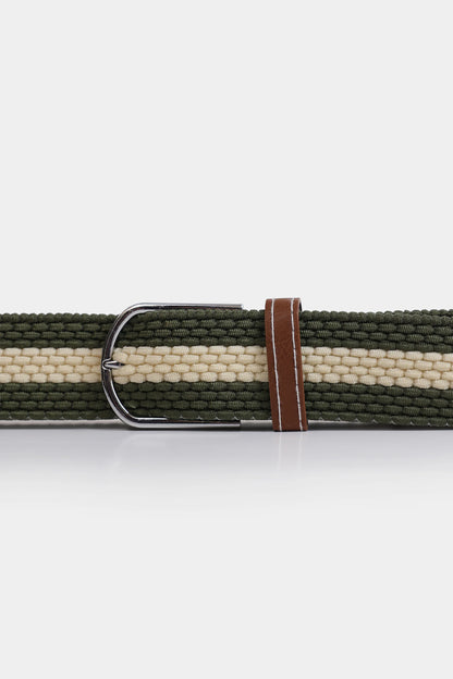 Braided Canvas Belt With Leather Trim - Cougar Clothing