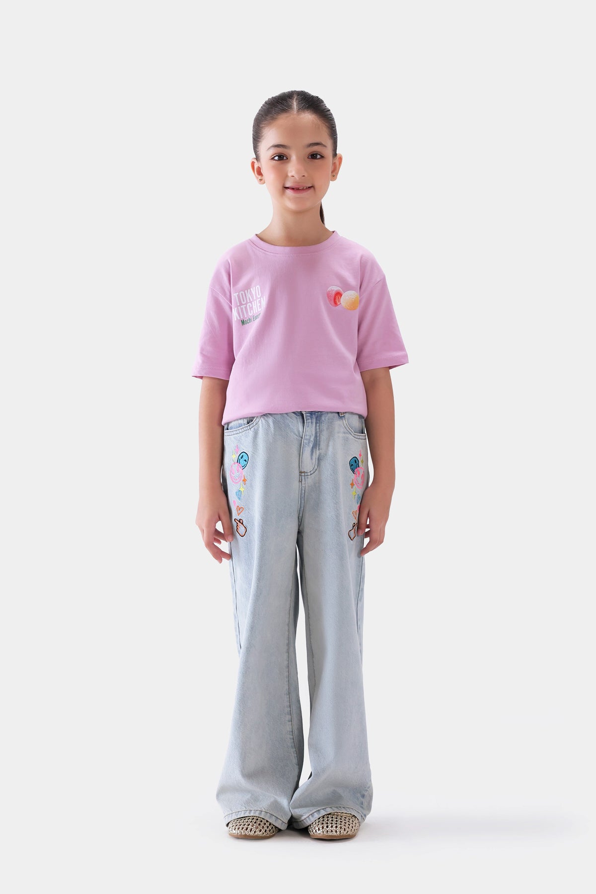 Wide Leg Embroidered Jeans - Cougar Clothing
