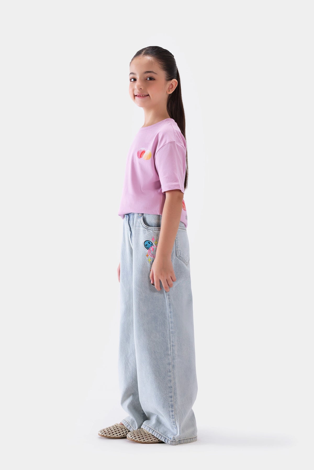 Wide Leg Embroidered Jeans - Cougar Clothing
