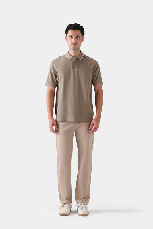 Ribbed Knit Tipping Polo - Cougar Clothing