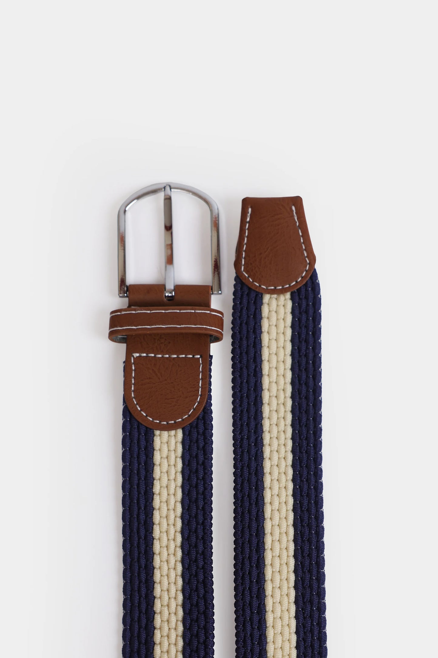 Braided Canvas Belt With Leather Trim - Cougar Clothing